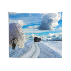 Winter Snow Train Tapestry