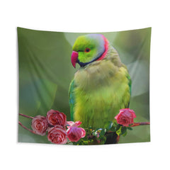 Parrot And Roses Tapestry