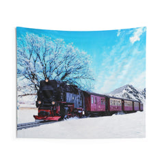 Red Train Winter Tapestry