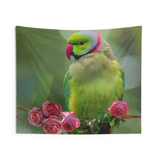 Parrot And Roses Tapestry