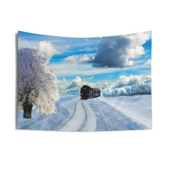 Winter Snow Train Tapestry