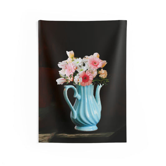 Pink Flower Vase Tapestry