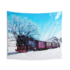 Red Train Winter Tapestry