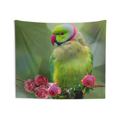 Parrot And Roses Tapestry