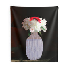 White Flower Vase Tapestry
