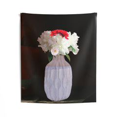 White Flower Vase Tapestry