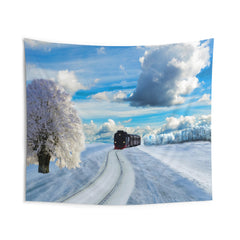 Winter Snow Train Tapestry