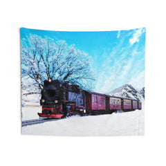Red Train Winter Tapestry