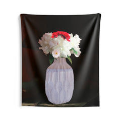 White Flower Vase Tapestry
