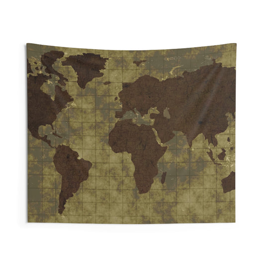 Worldmap Green Tapestry