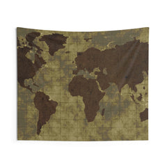 Worldmap Green Tapestry