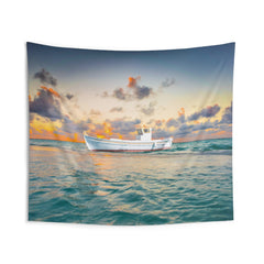 White Boat Tapestry