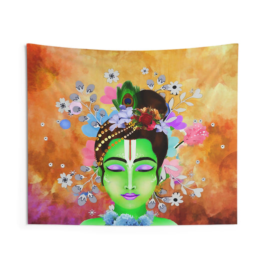 Green Krishna Tapestry