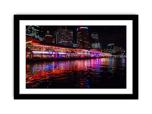 Darling Harbour Sydney Night Framed Print