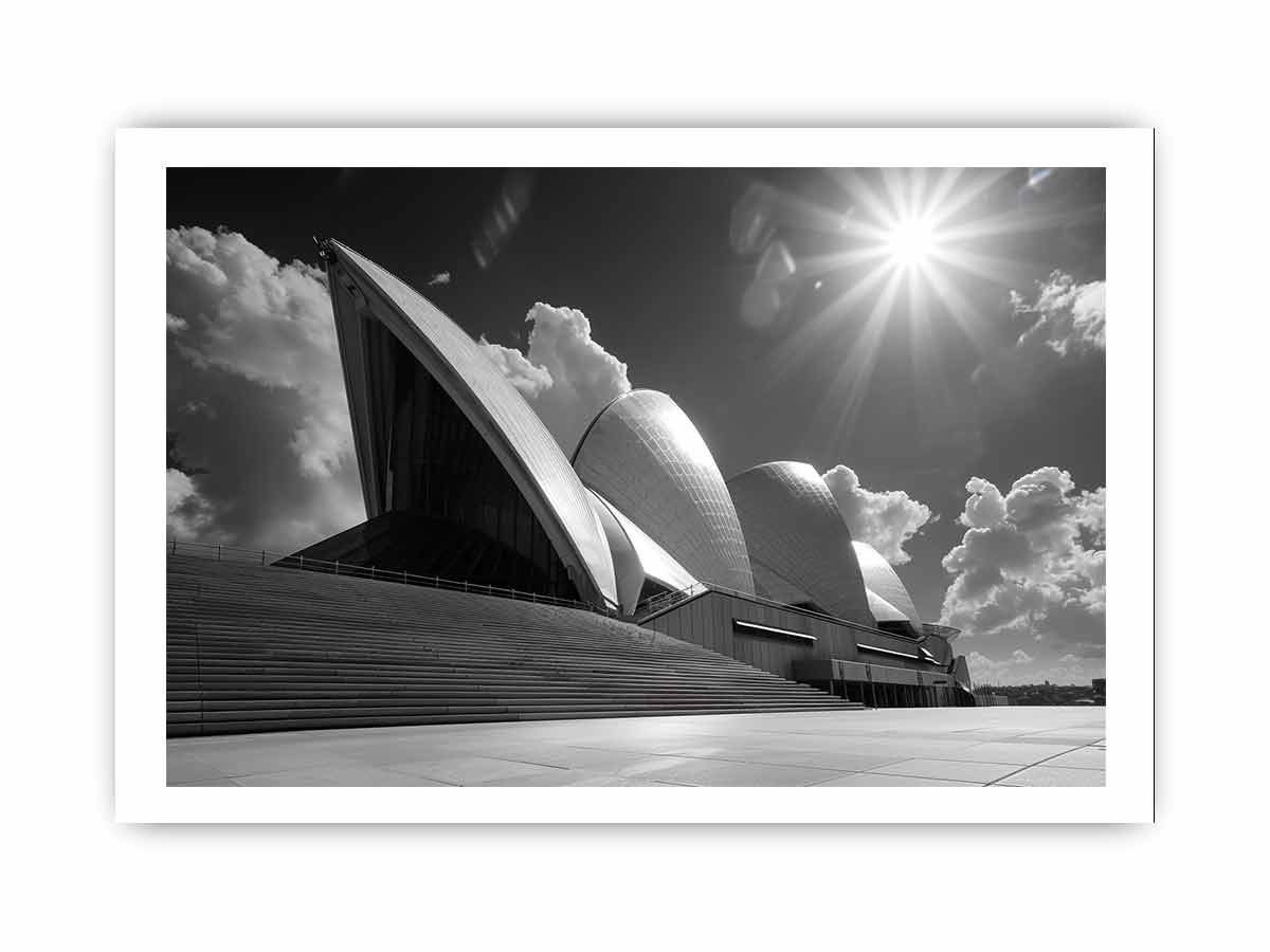 Opera House Black and  white Framed Print