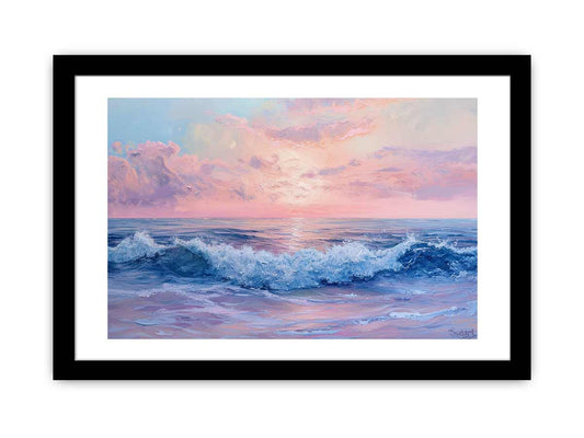 Pink Sunrise Sea Framed Print