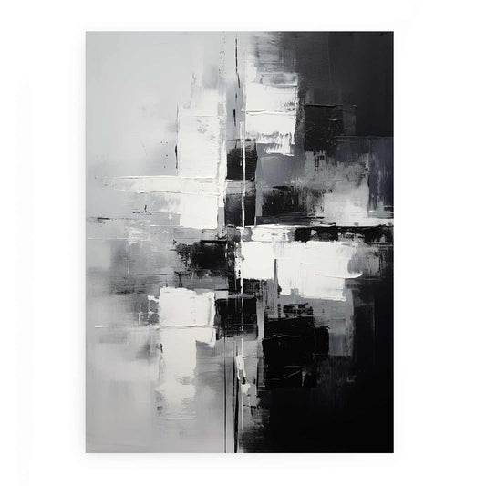 Abstract Black And Grey Painting Canvas Art Print