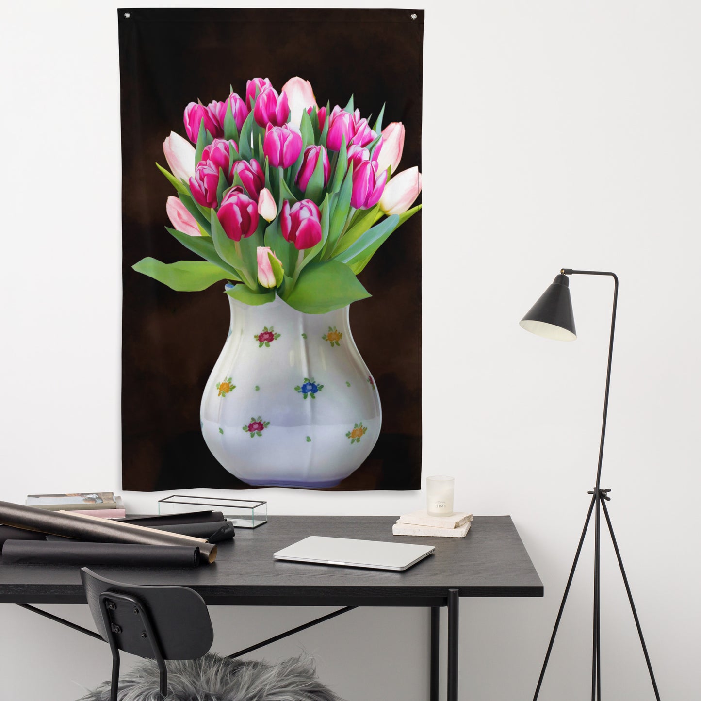 Pink Flower Vase Flag