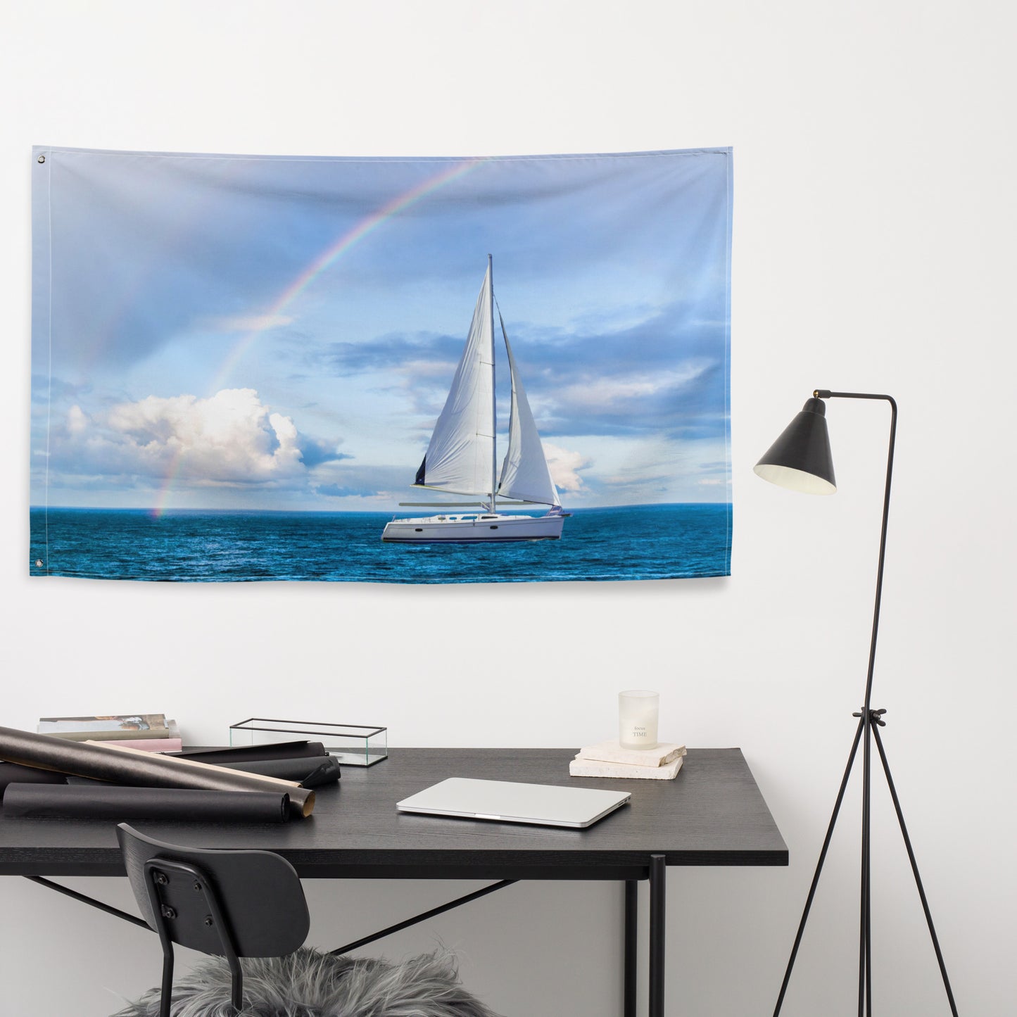 Rainbow Sailing Ship Flag