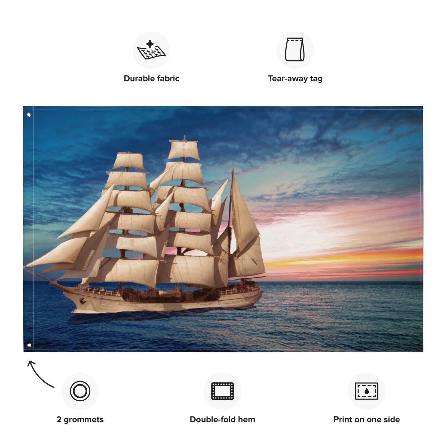 Sailing Ship Sunset Flag