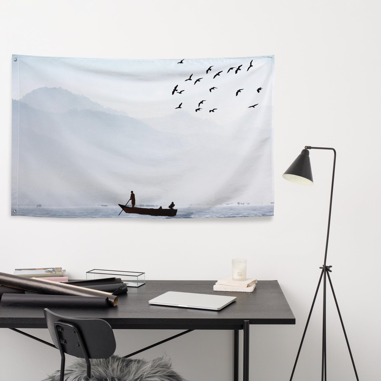 Bird Sea Boat Lake Flag Tapestry wall hanging