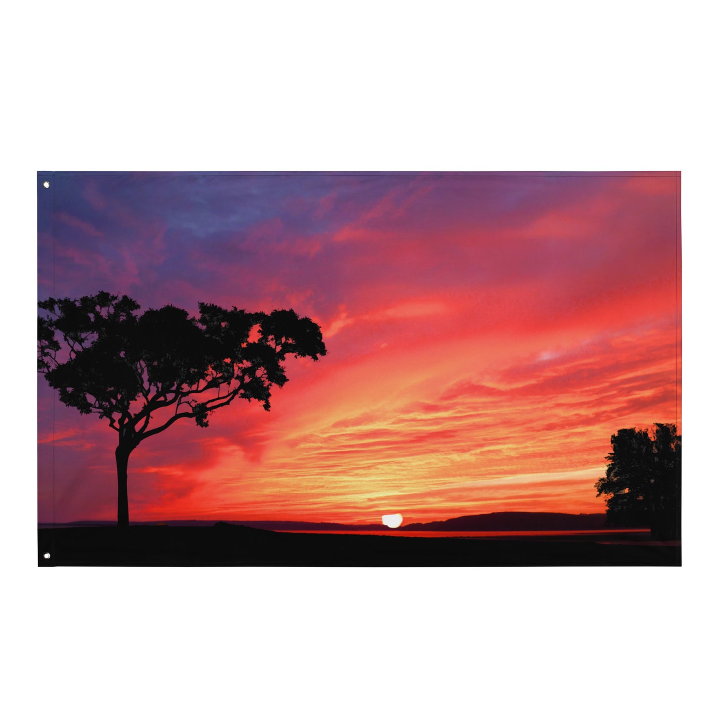 Tree and Sunset Flag Tapestry wall hanging