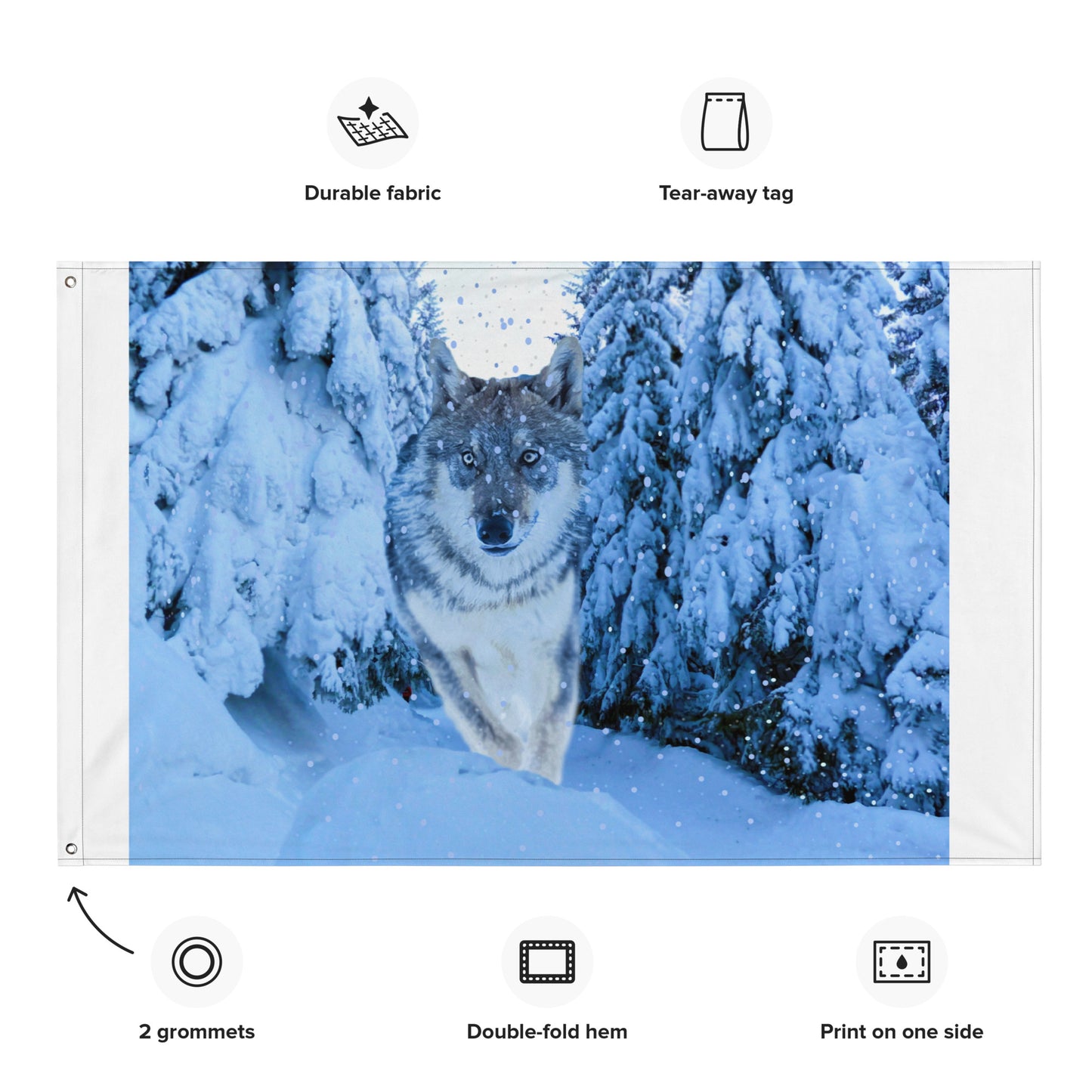 White Wolf Painting Flag Tapestry