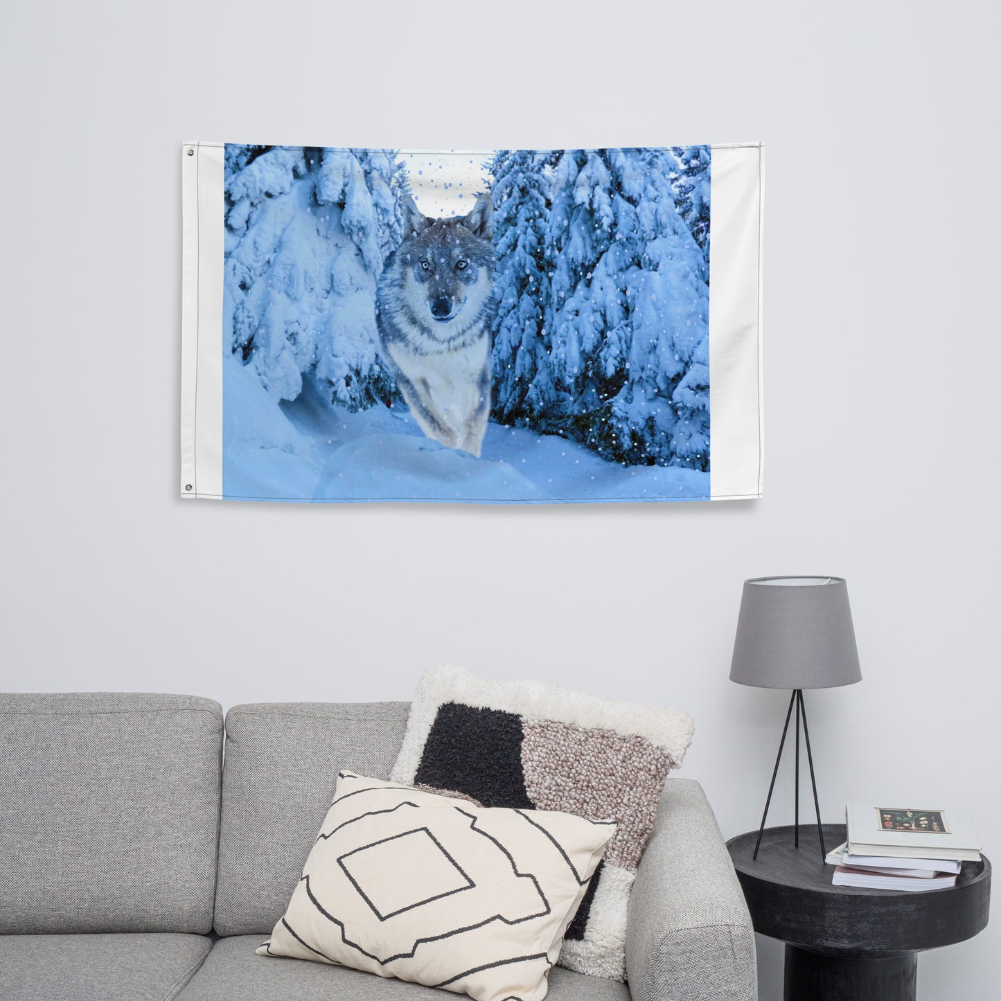 White Wolf Painting Flag Tapestry