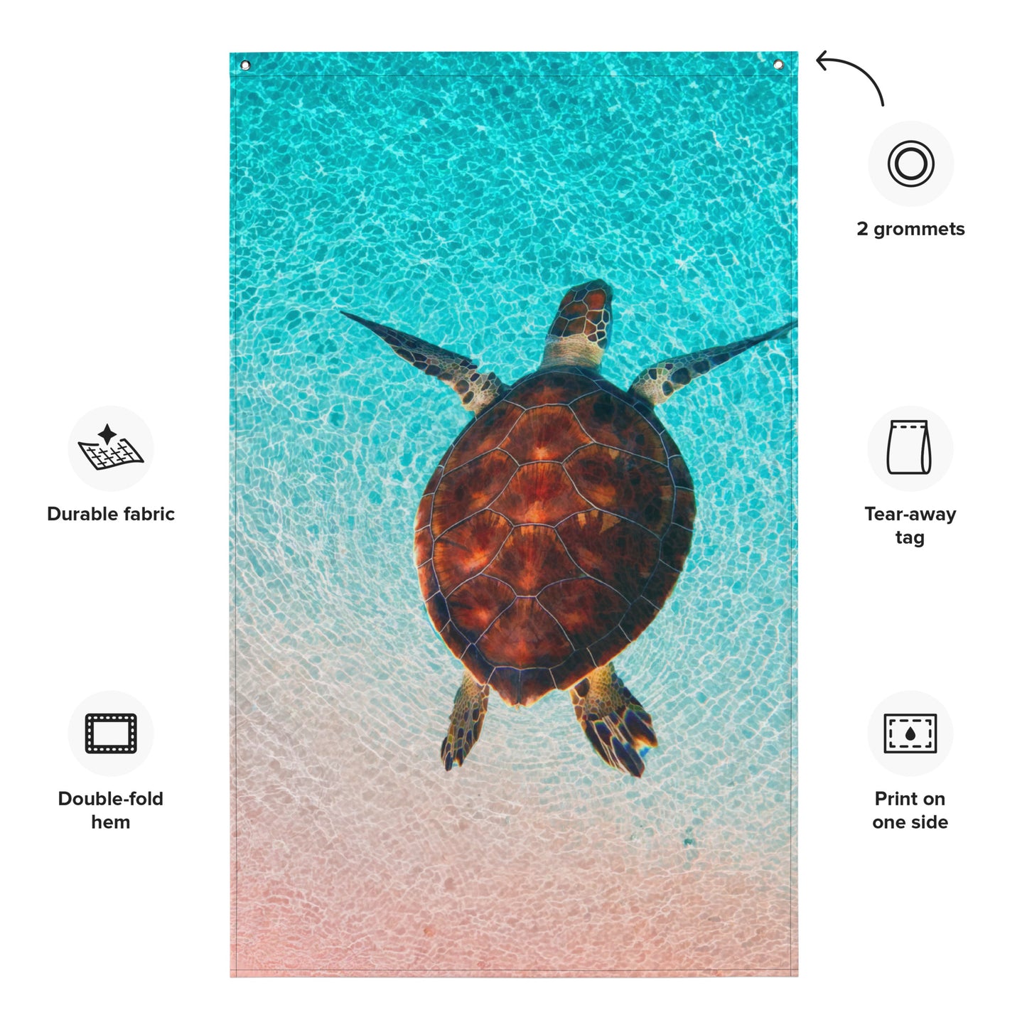 Sea Turtle Wall Art Painting Flag Tapestry
