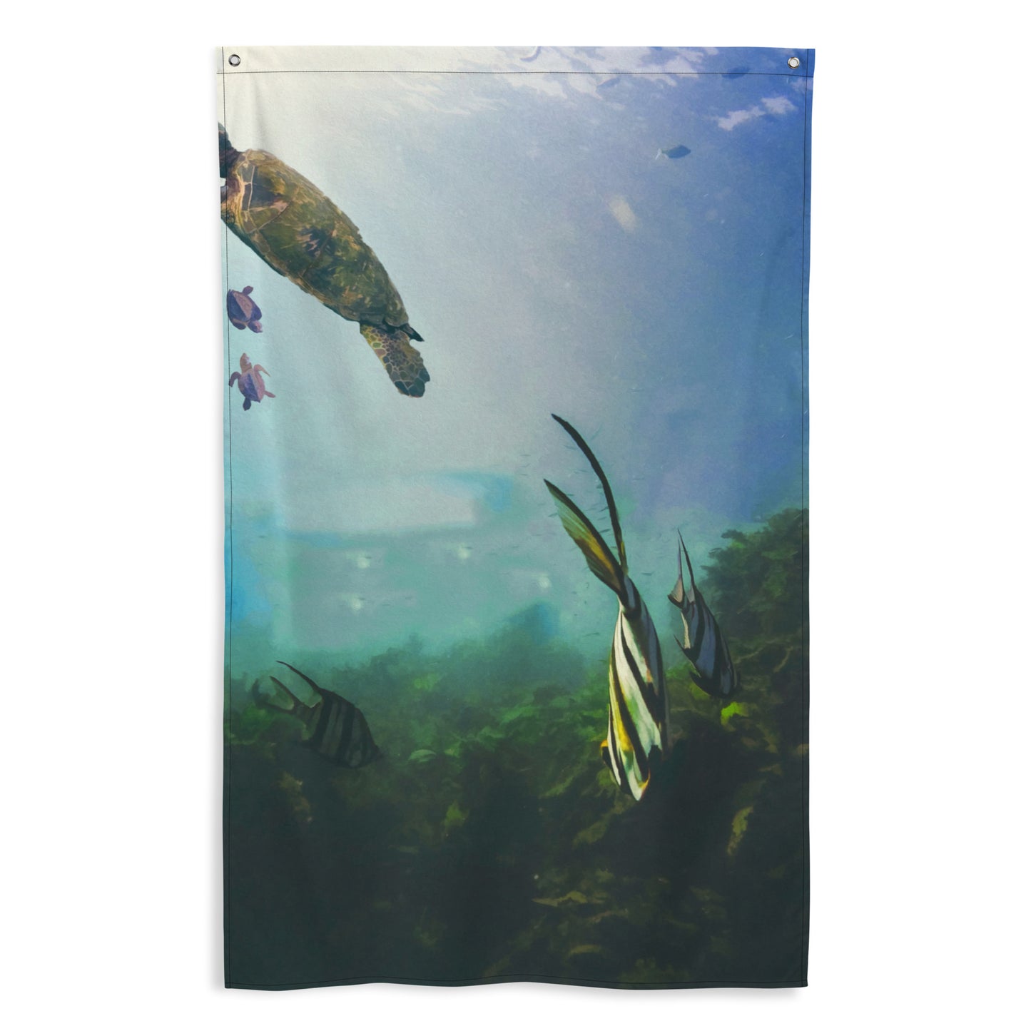 Sea Turtle Painting Flag Tapestry