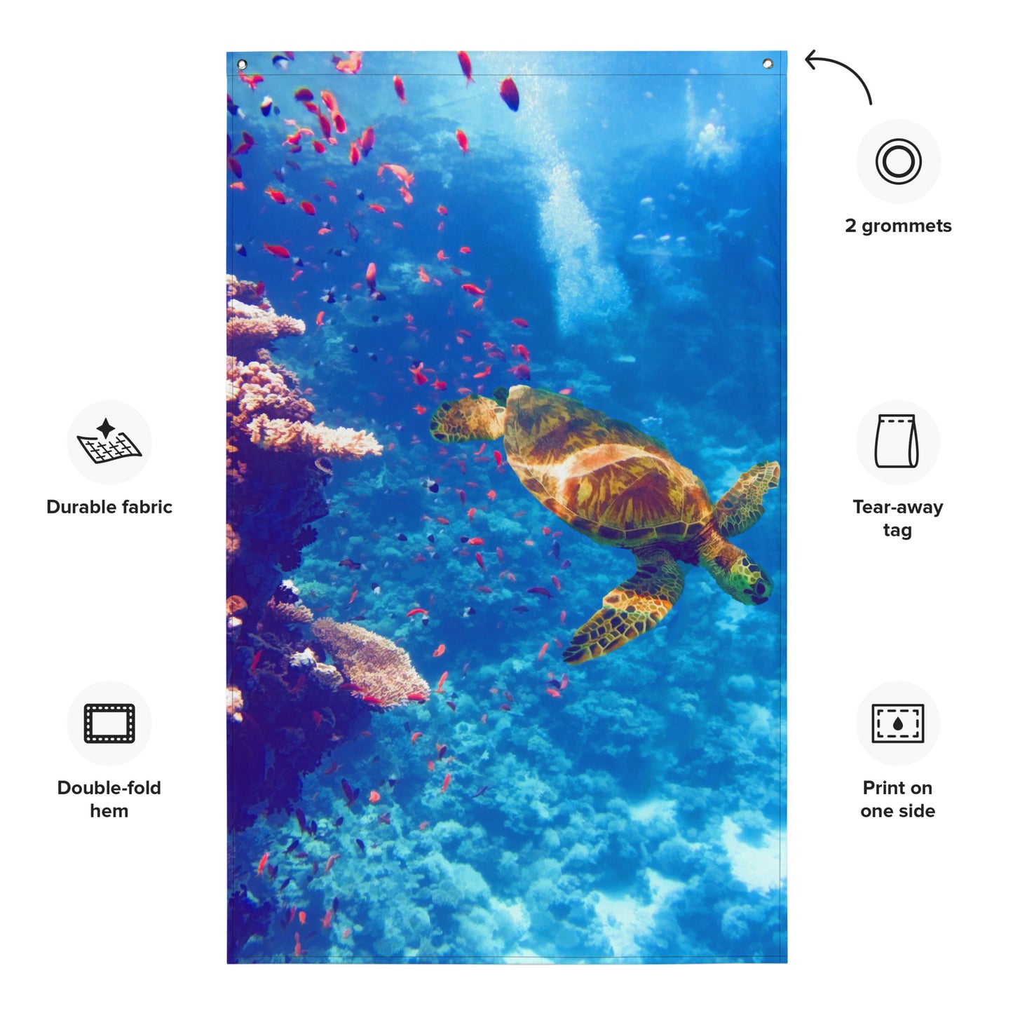 Sea Turtle Artwork Painting Flag Tapestry