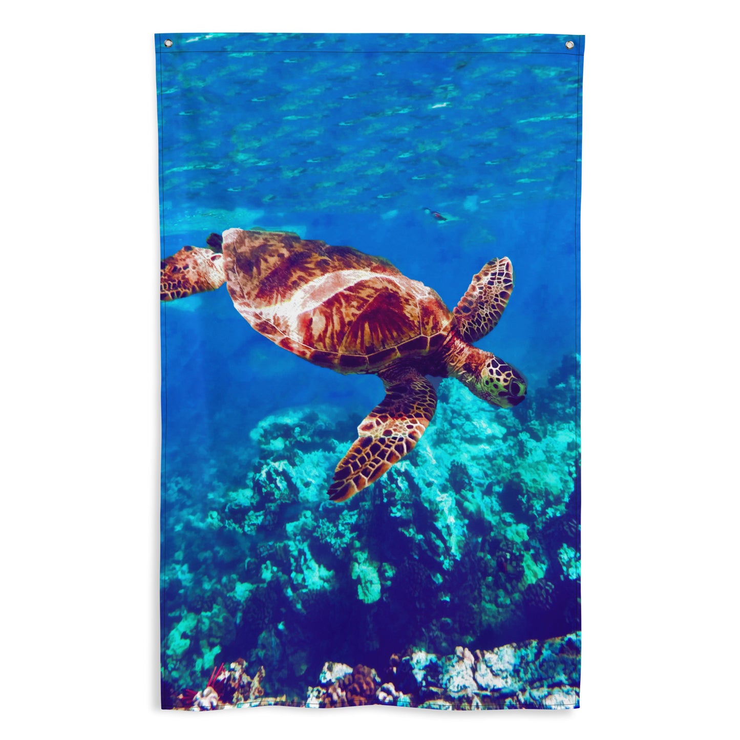 Sea Turtle Original Painting Flag Tapestry