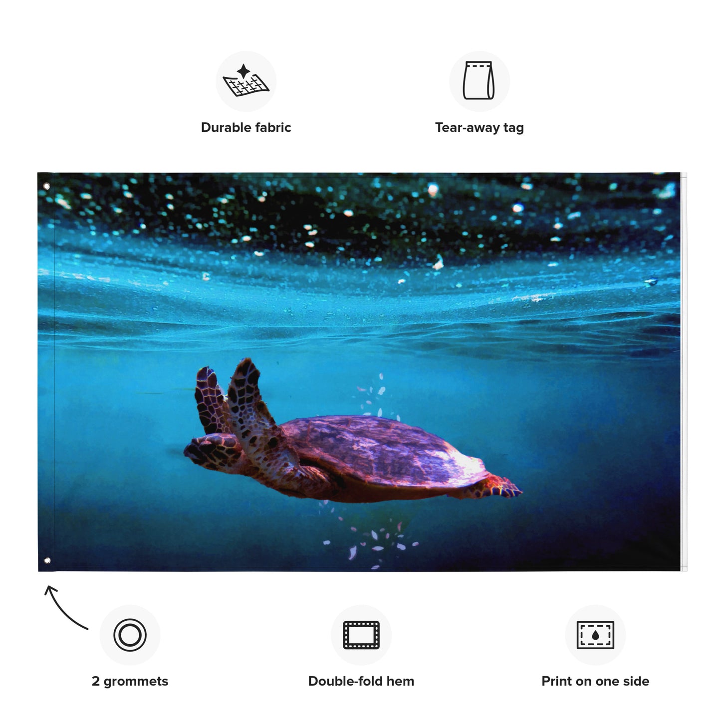 Sea Turtle Artwork Flag Tapestry