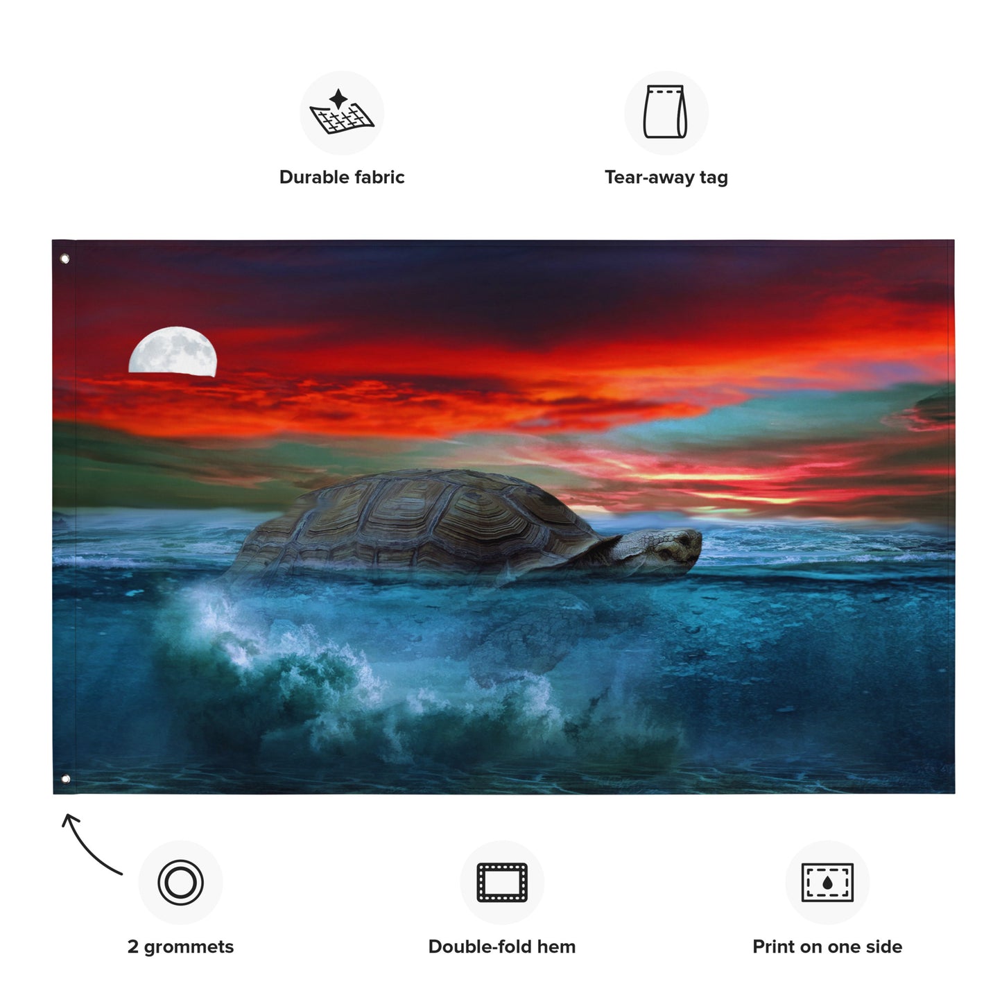Turtle Painting Artwork Flag Tapestry
