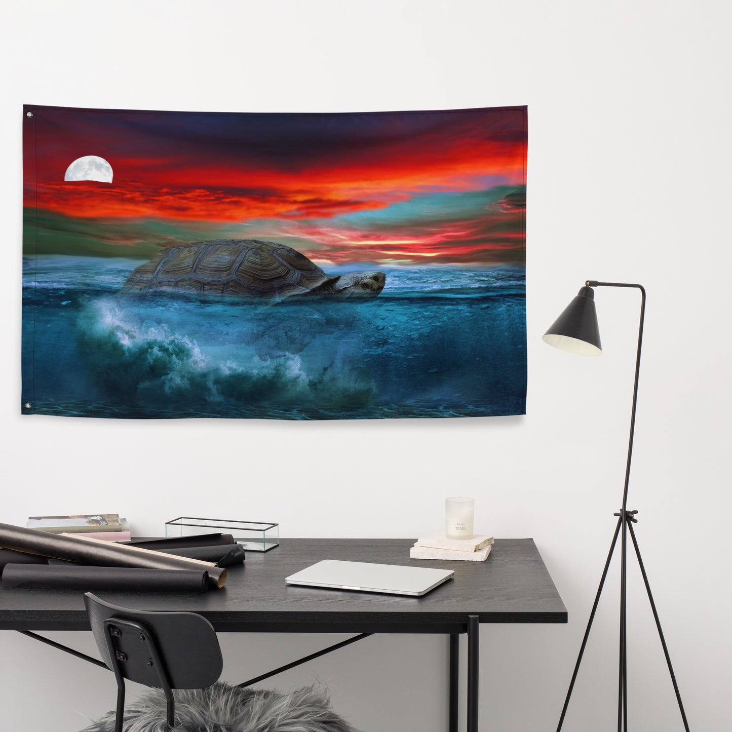 Turtle Painting Artwork Flag Tapestry