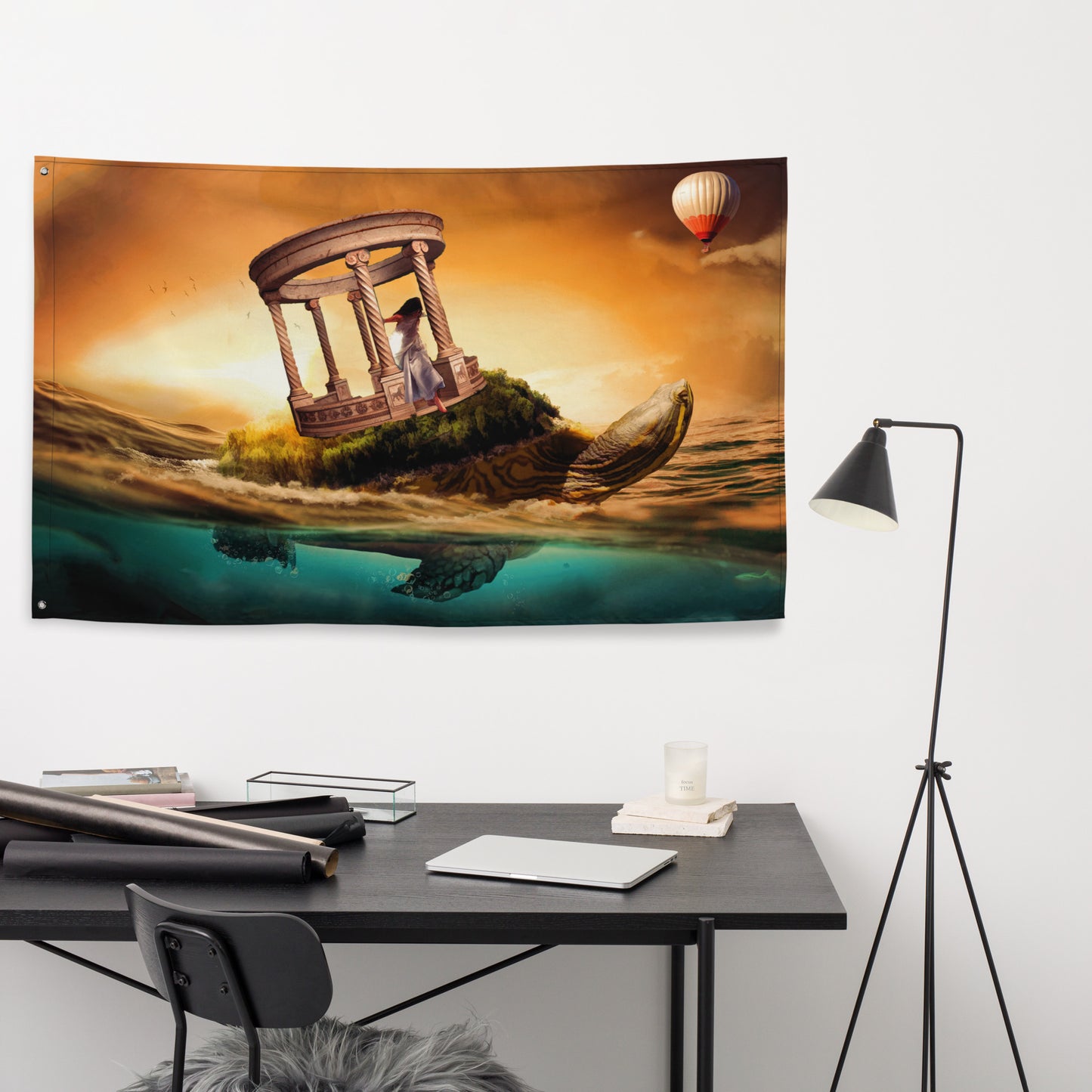 Turtle Fantasy Painting Artwork Flag Tapestry