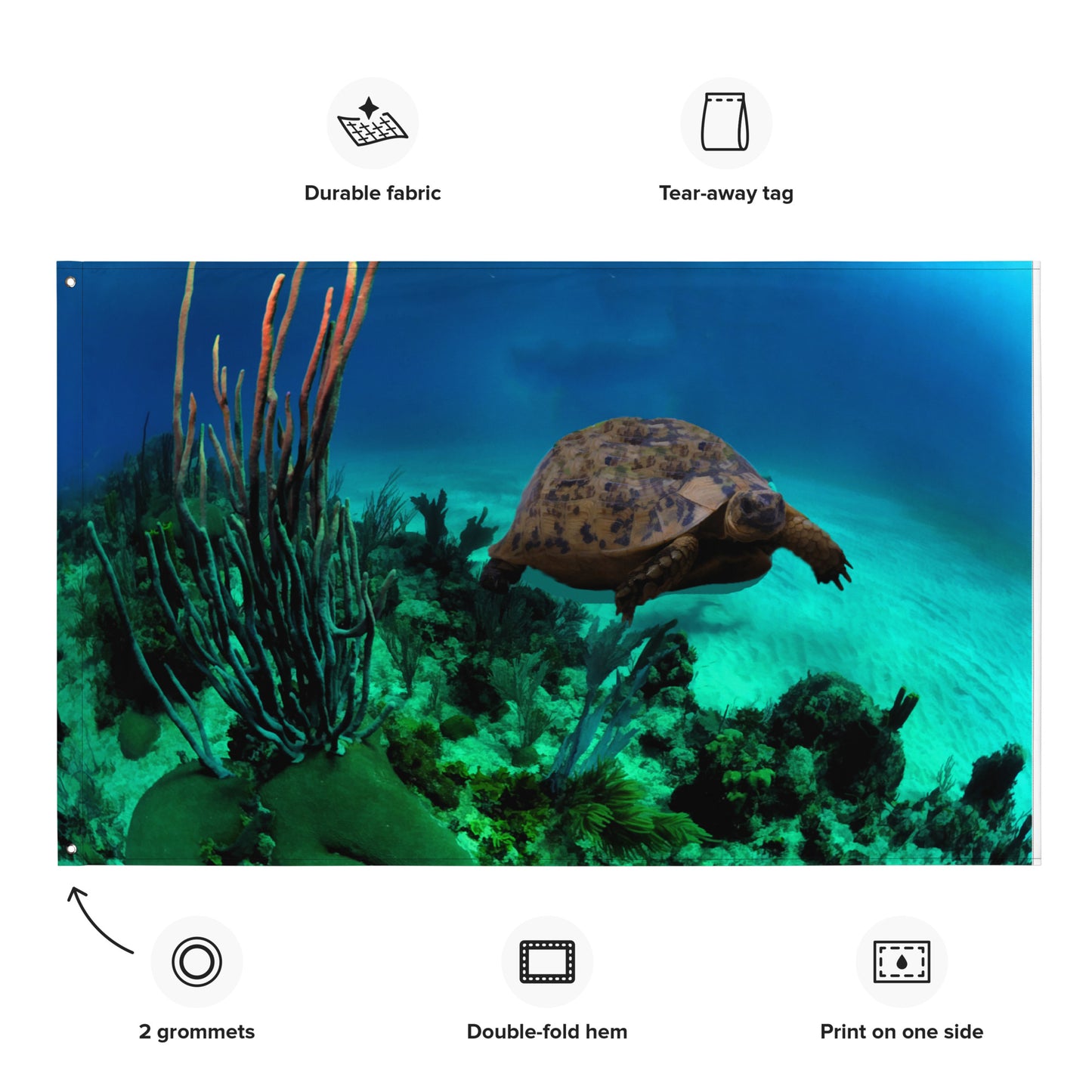 Turtle Artwork Flag Tapestry