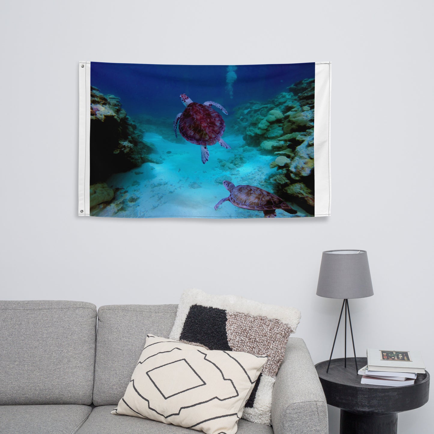 Deep Sea Turtle Painting Flag Tapestry