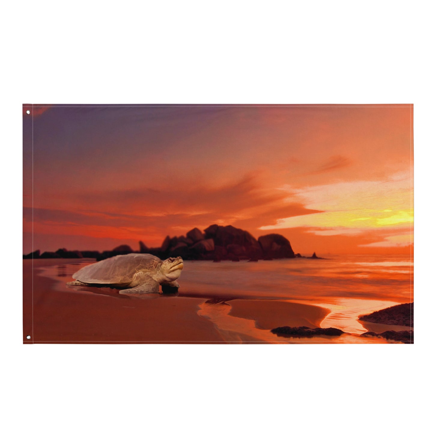 Beautiful Turtle Painting Artwrork Flag Tapestry