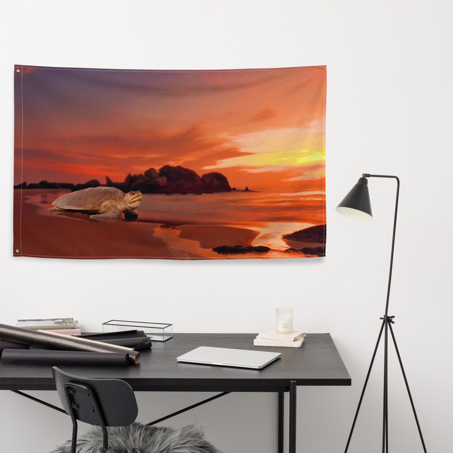 Beautiful Turtle Painting Artwrork Flag Tapestry