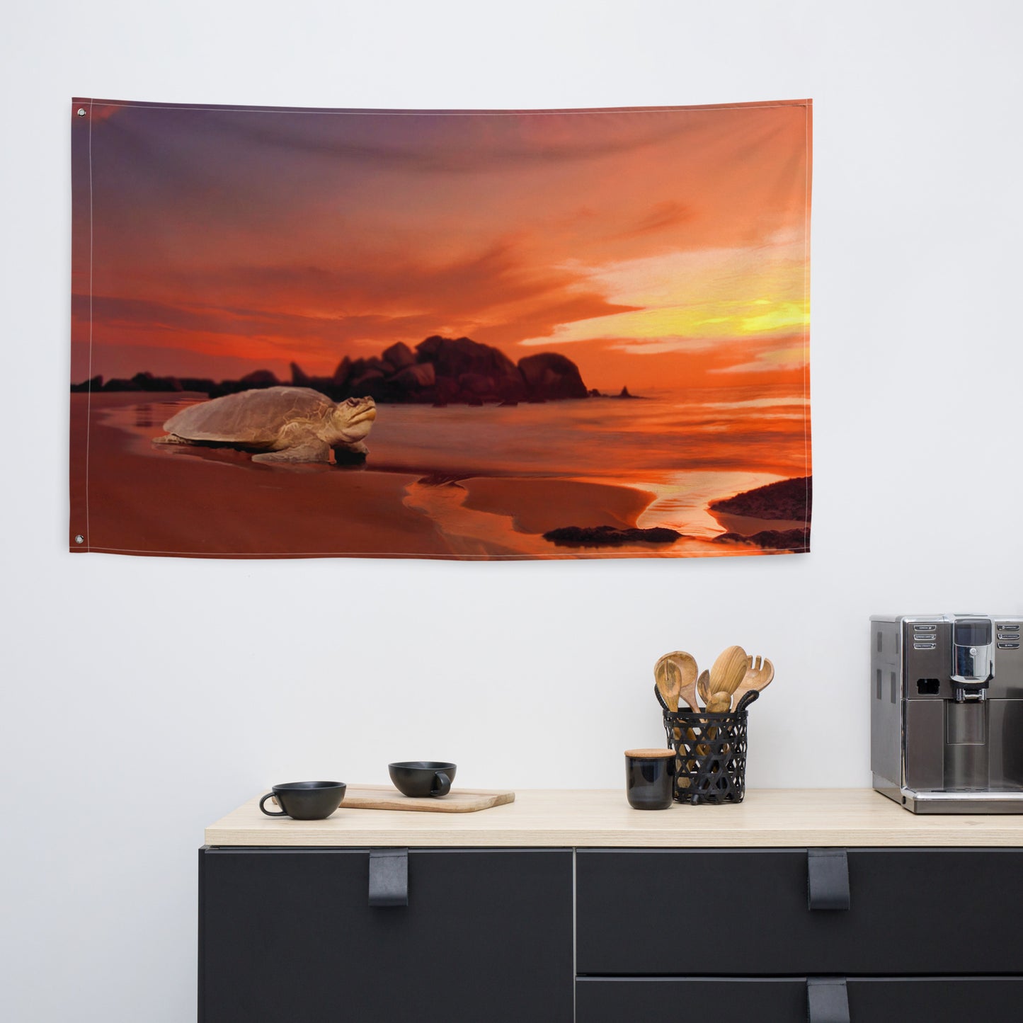 Beautiful Turtle Painting Artwrork Flag Tapestry