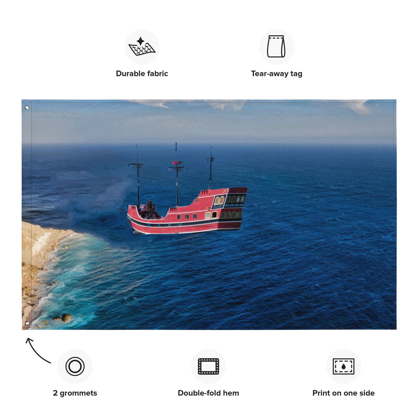 Fisherman Boat Painting Flag Tapestry