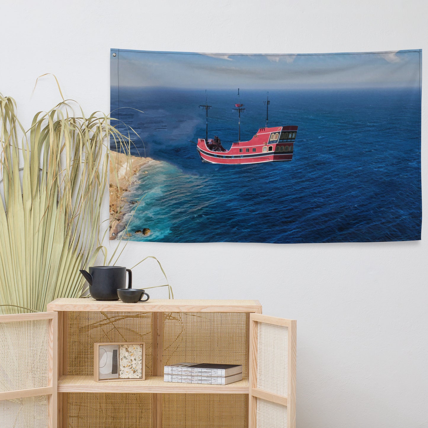 Fisherman Boat Painting Flag Tapestry