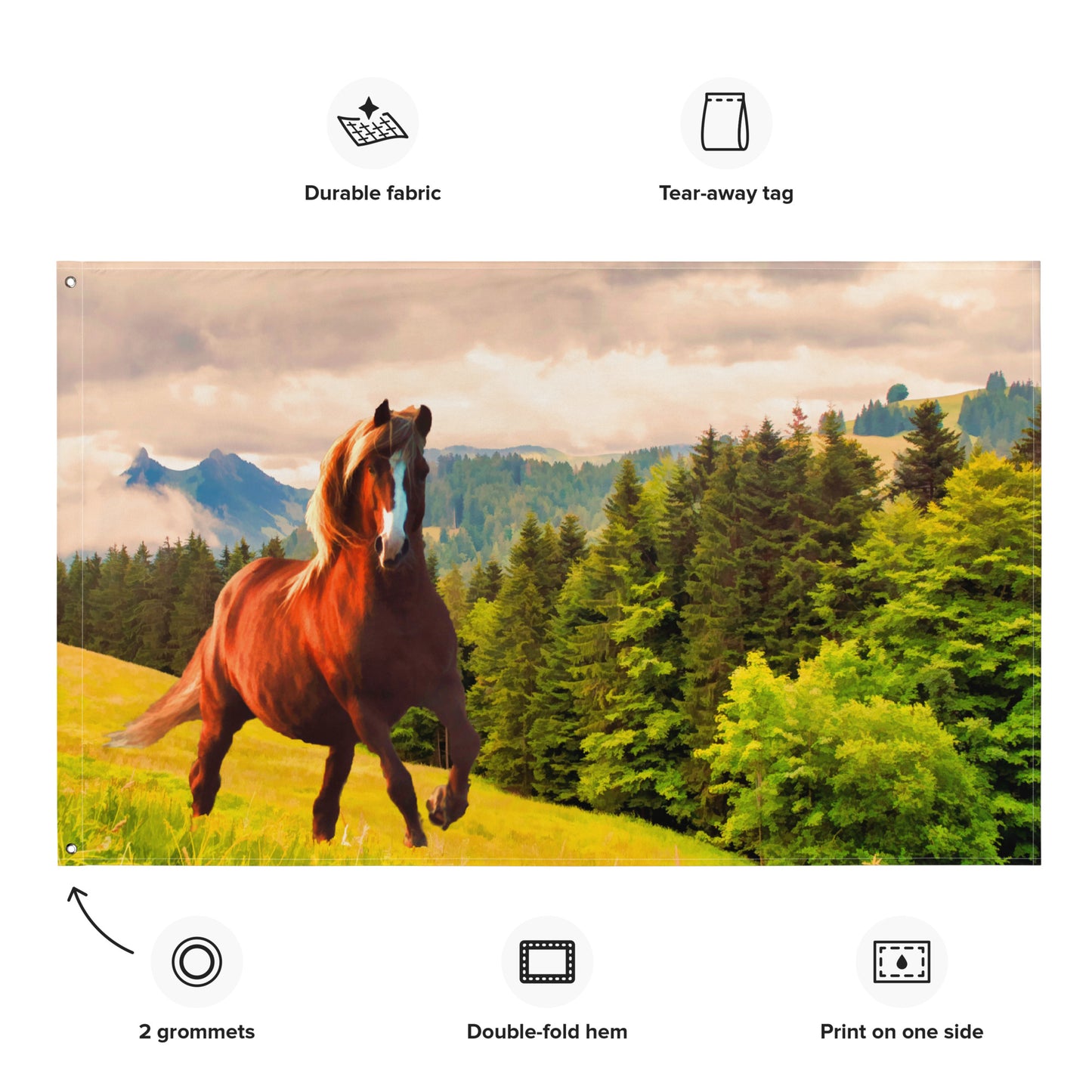 Running Horse Painting Flag Tapestry