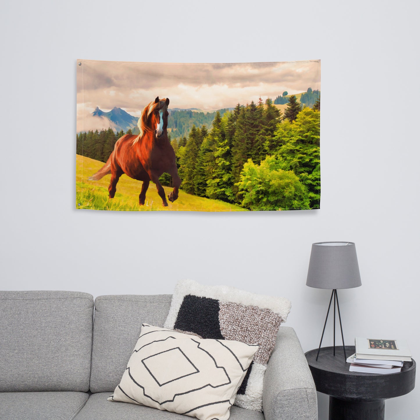 Running Horse Painting Flag Tapestry