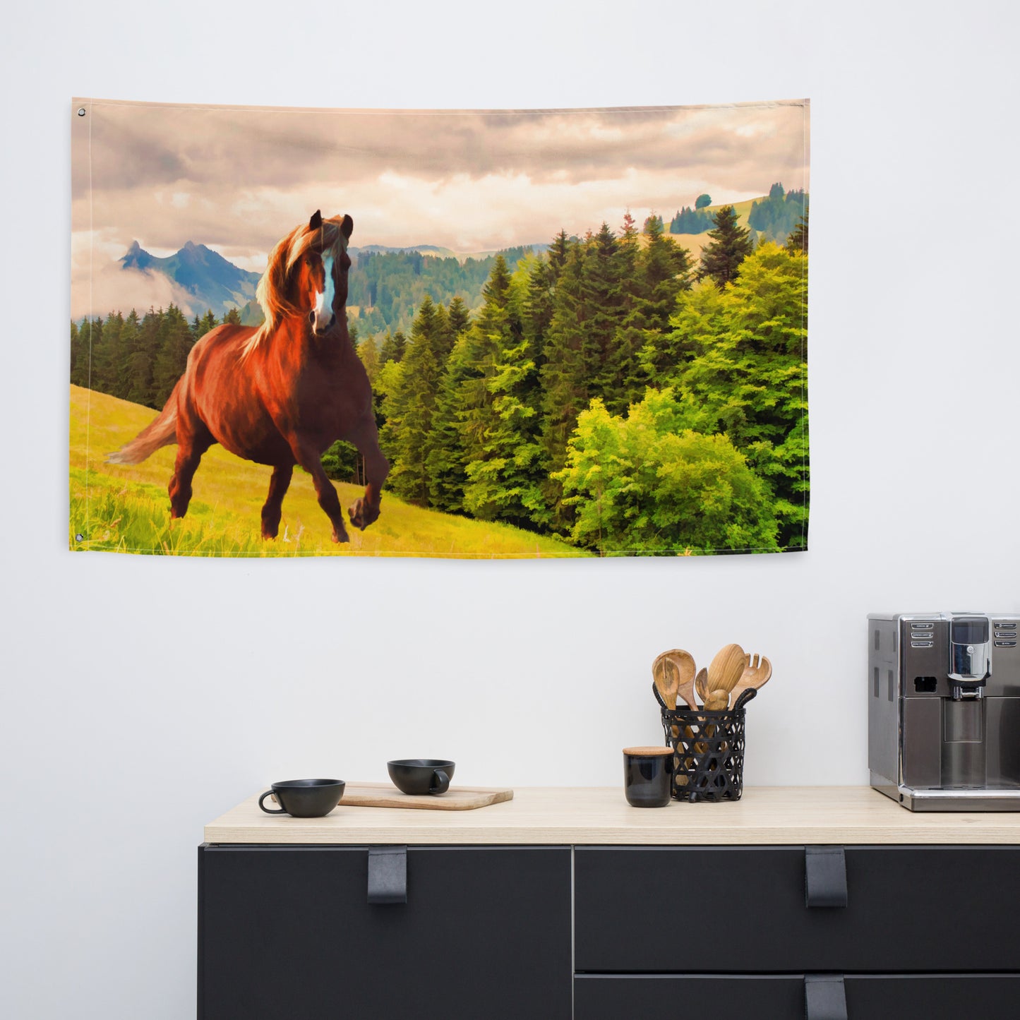 Running Horse Painting Flag Tapestry