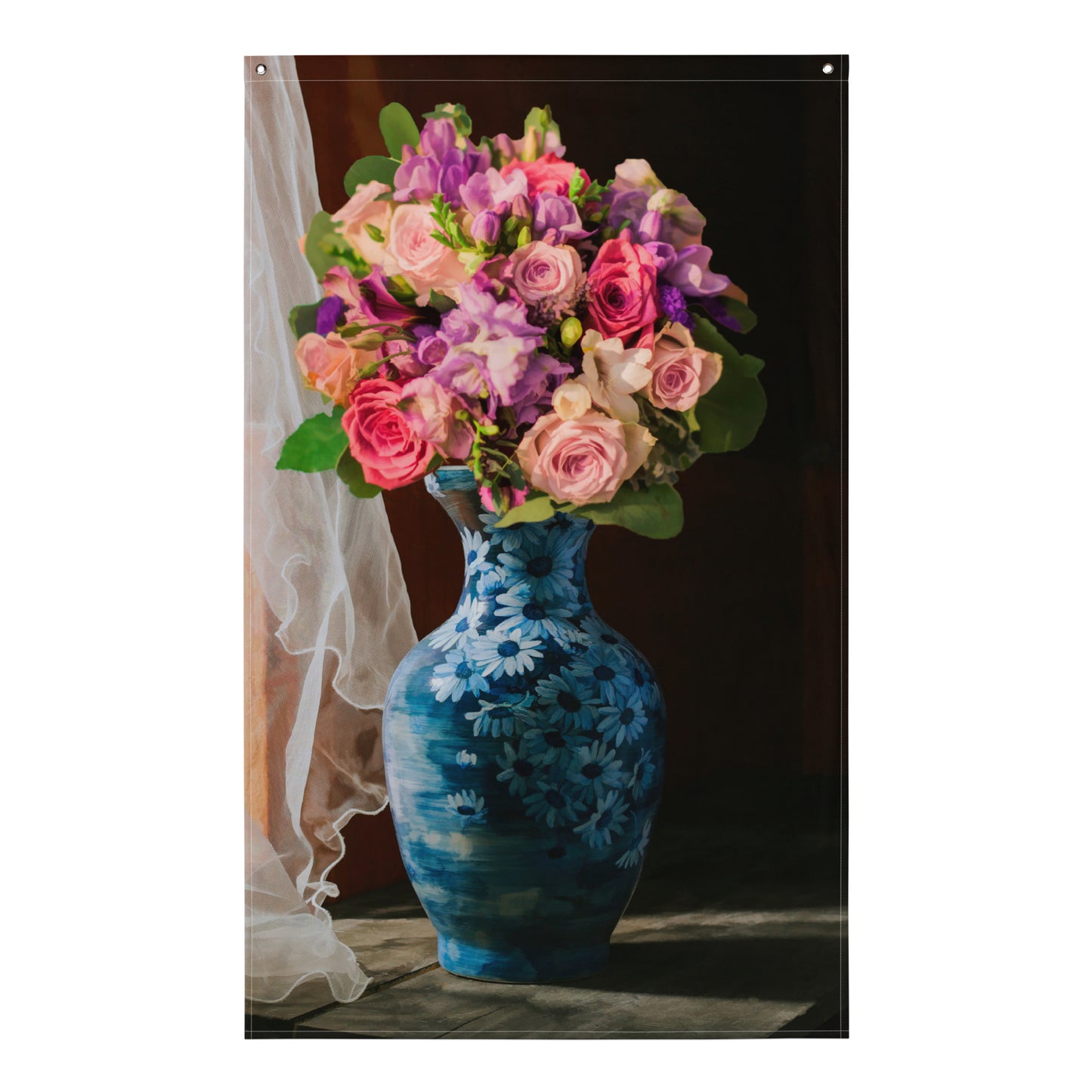Flower and Vase Painting Flag Tapestry