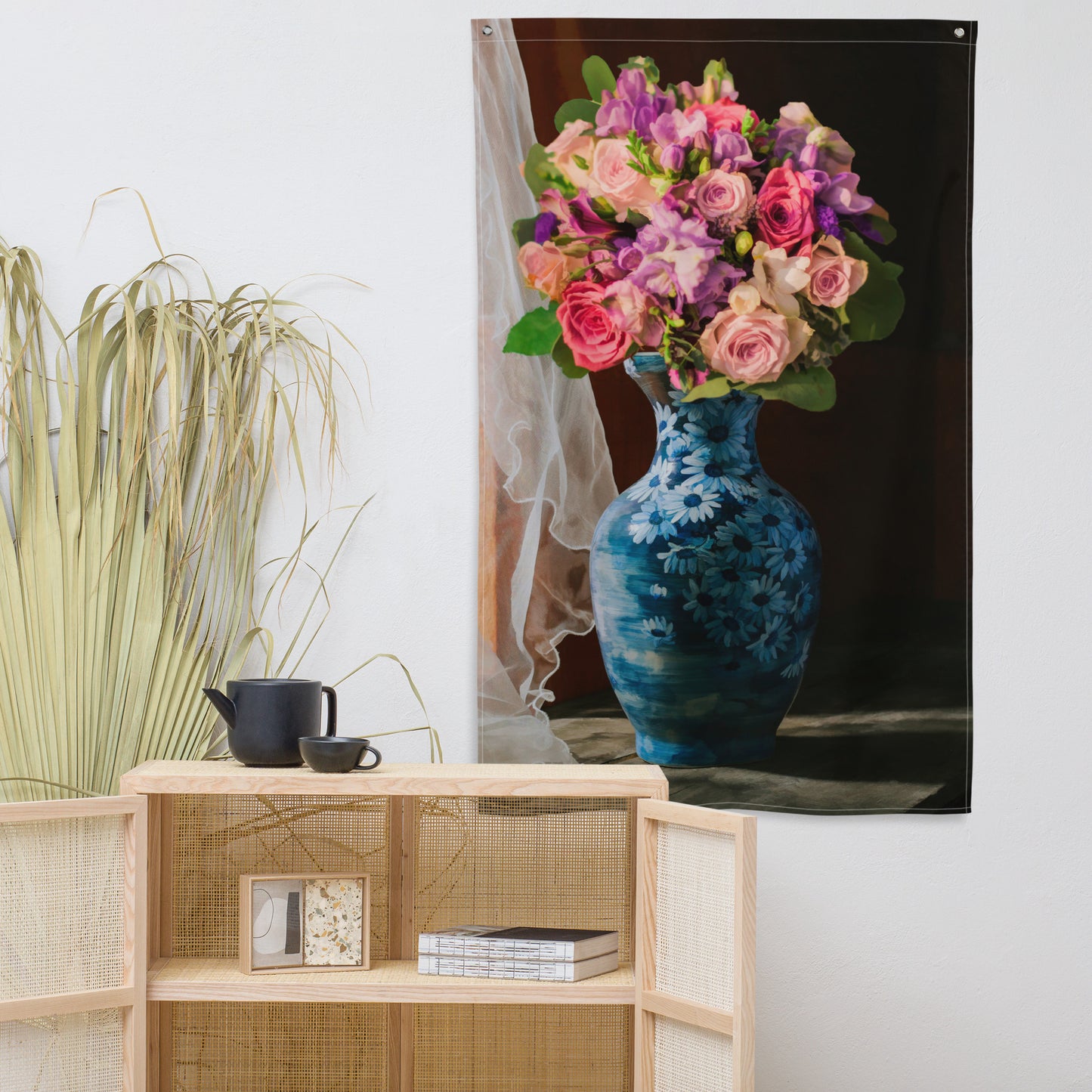 Flower and Vase Painting Flag Tapestry