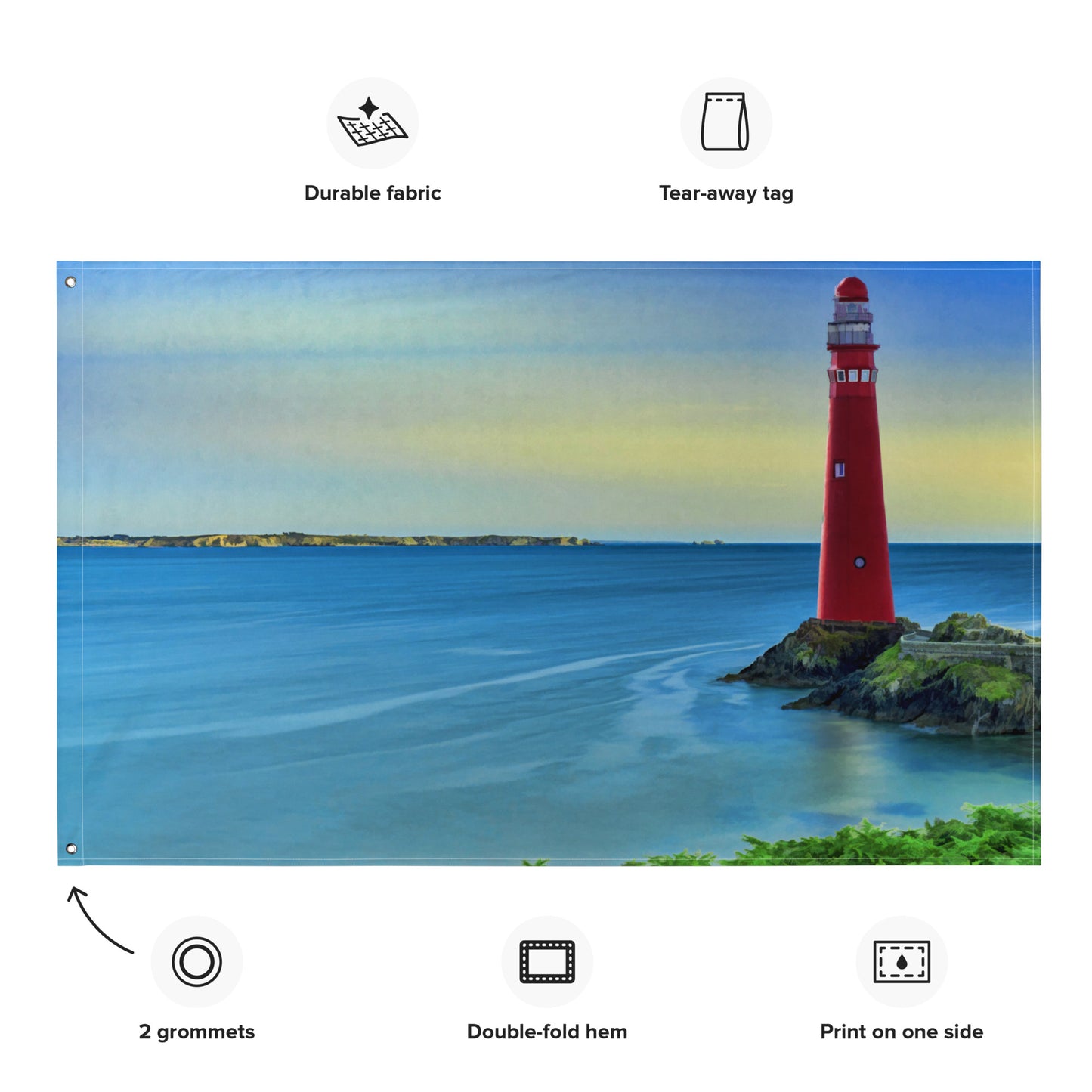 Lighthouse Painting 4 Flag Tapestry