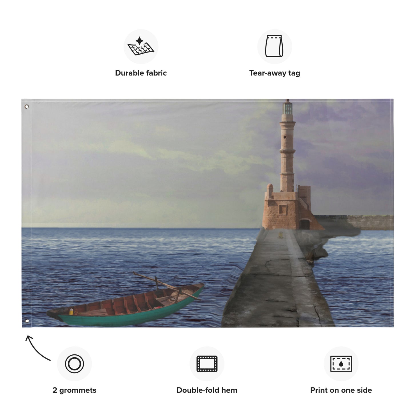 Path to Lighthouse Painting Flag Tapestry